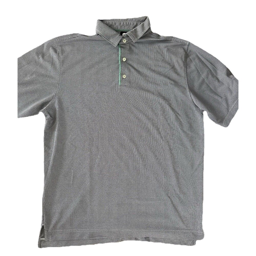 FJ FootJoy Golf Polo Shirt Men XL Performance Tonal Wave Black White